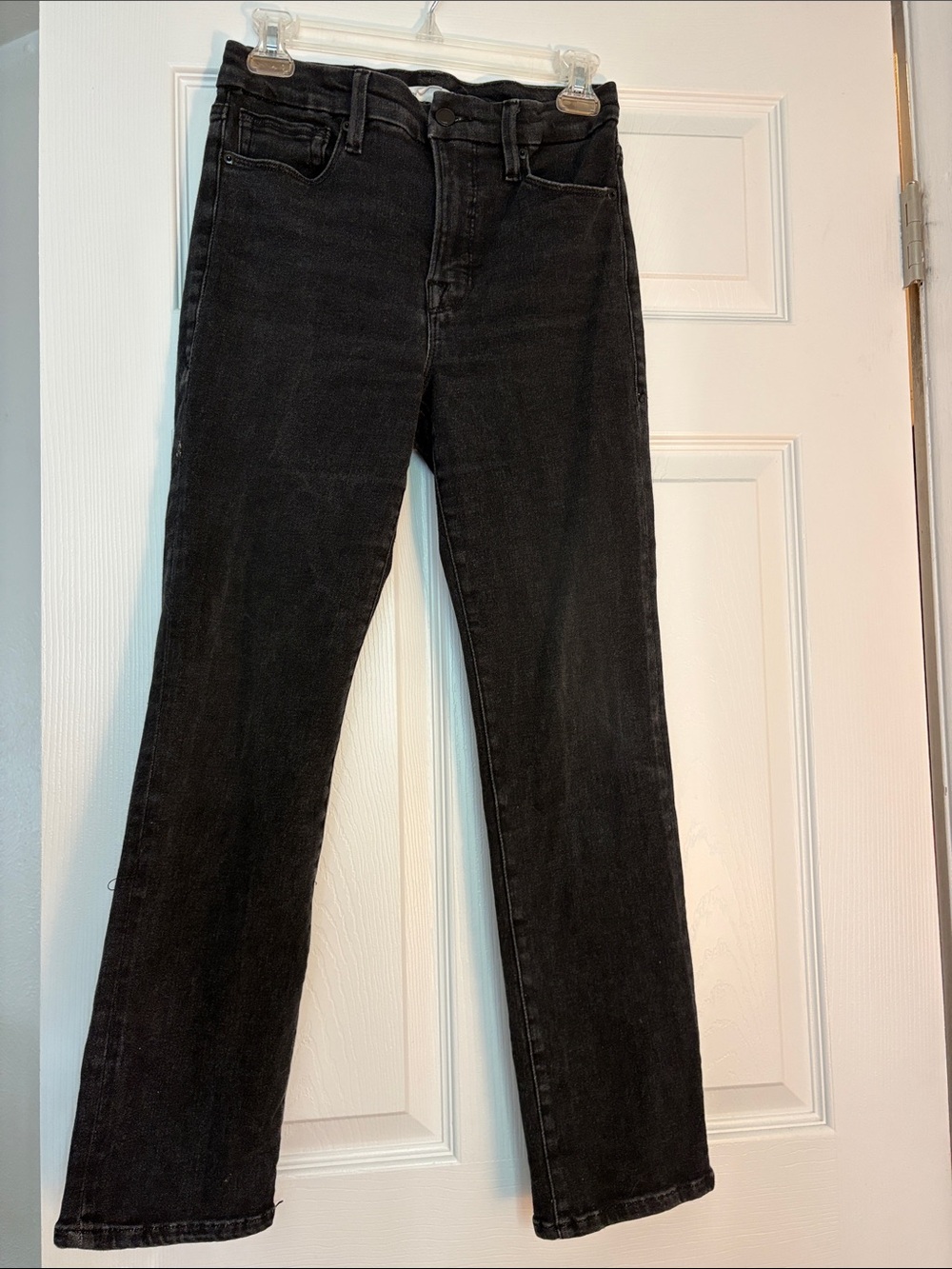 Good American Straight Leg Black Jeans
